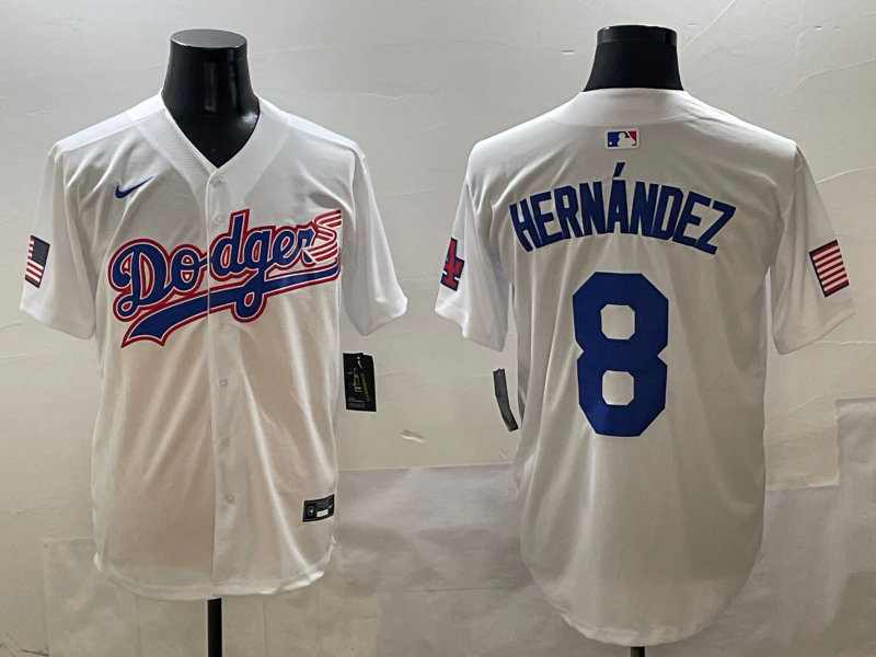 Men's Los Angeles Dodgers Enrique Hernandez #8 White Team Jersey